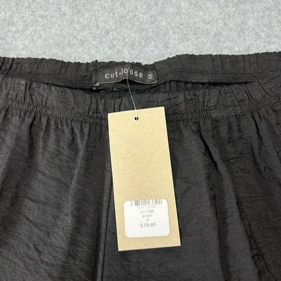 Cut Loose Black Textured Wide Barrel Leg Cropped Pants Womens Medium NWT - Picture 6 of 12